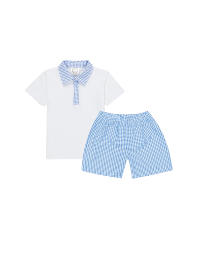 Boy’s Gingham Polo Shirt and Shorts Set