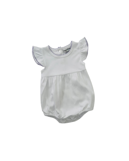 Girl’s Knit Short Sleeve Bubble with Picot Trim