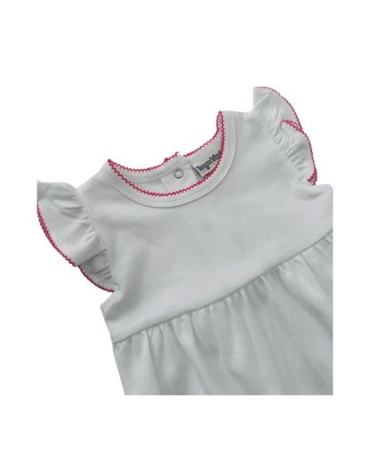 Girl’s Knit Short Sleeve Bubble with Picot Trim