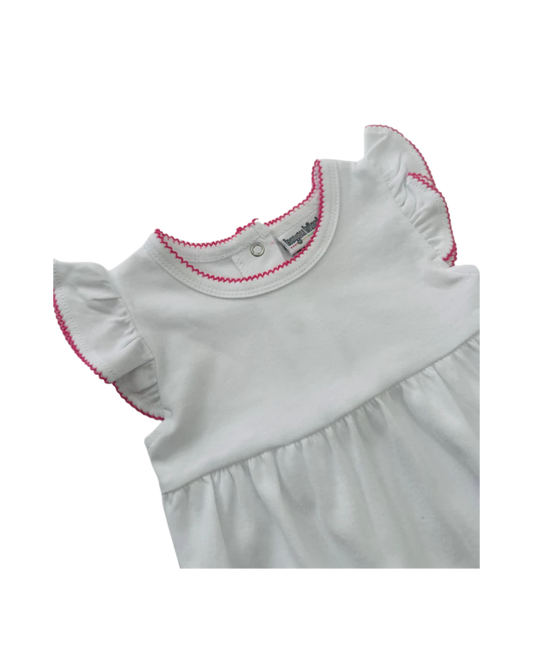 Girl’s Knit Short Sleeve Bubble with Picot Trim