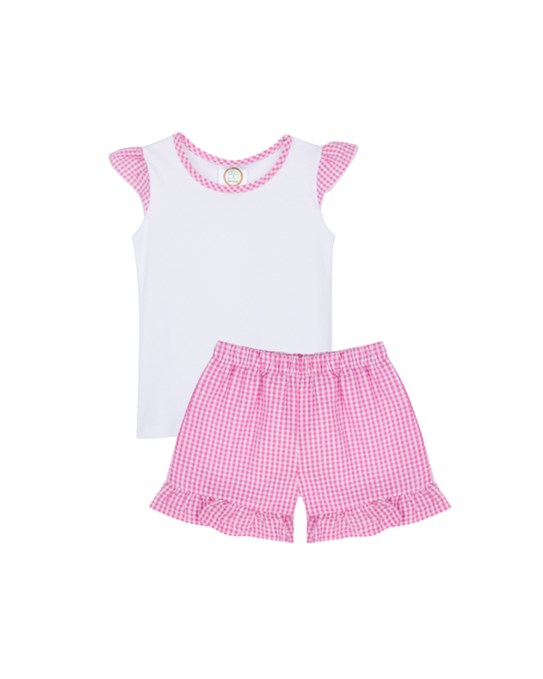 Girl’s Gingham Flutter Sleeve T-Shirt and Shorts Set
