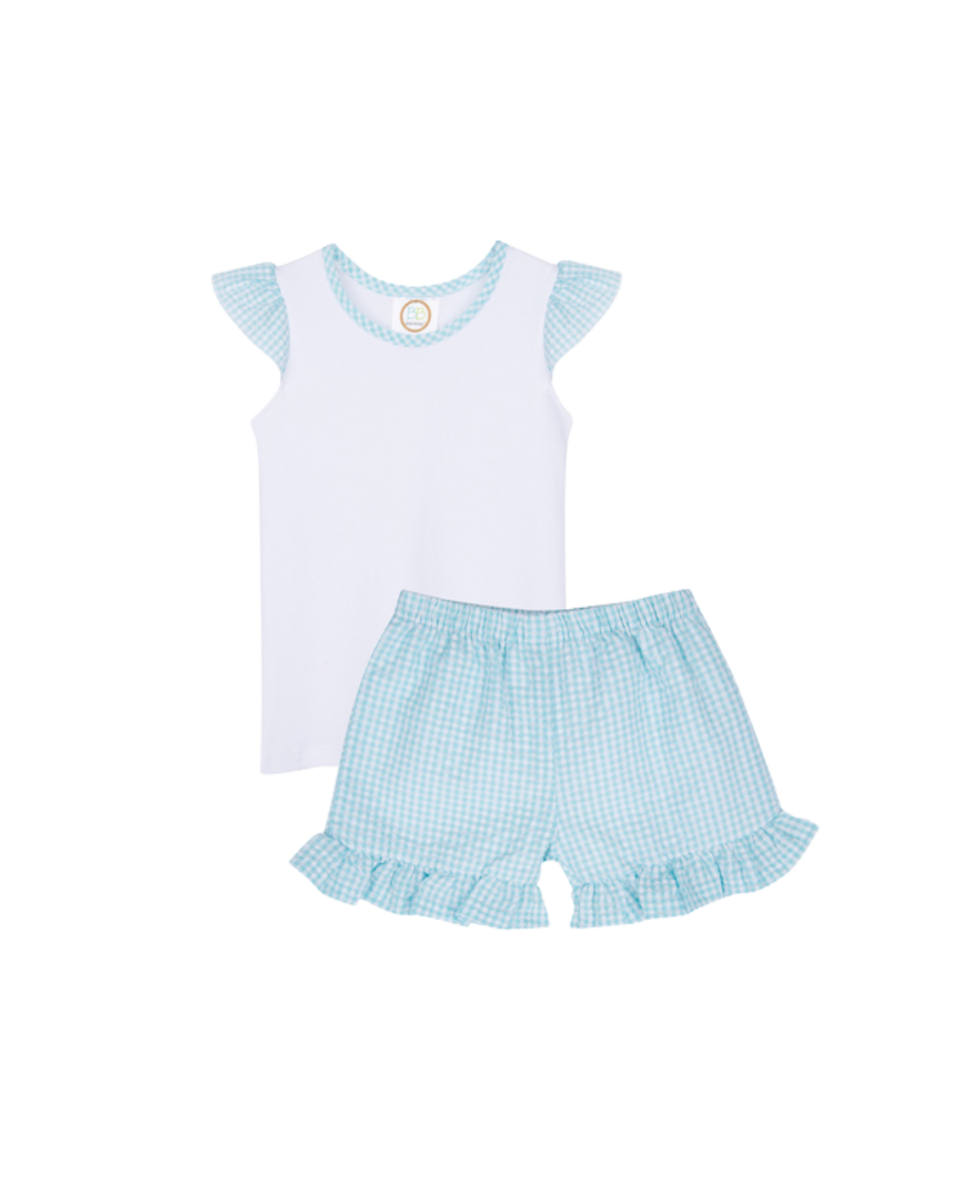Girl’s Gingham Flutter Sleeve T-Shirt and Shorts Set